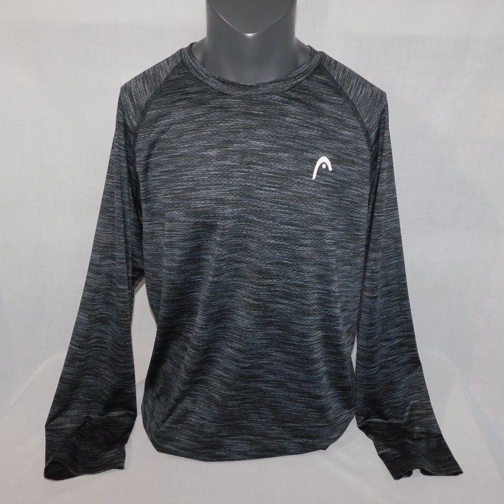 HEAD Black gray Long Sleeve Activewear Crewneck Shirt Mens L